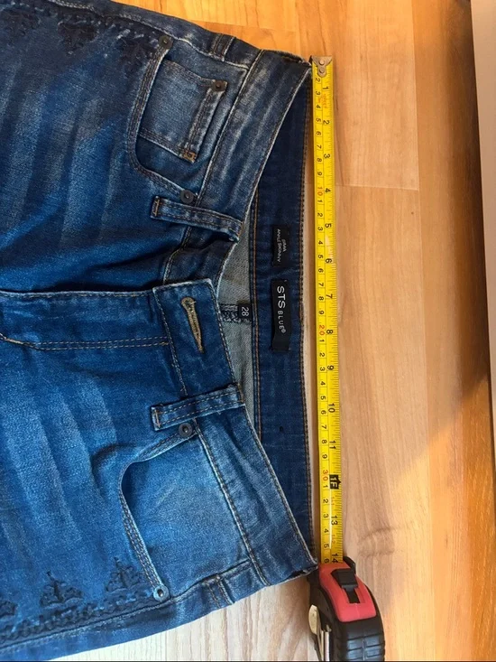 Dark Wash Skinny Jeans Pair - Distressed & Embroidered Side - Picture 3 of 6